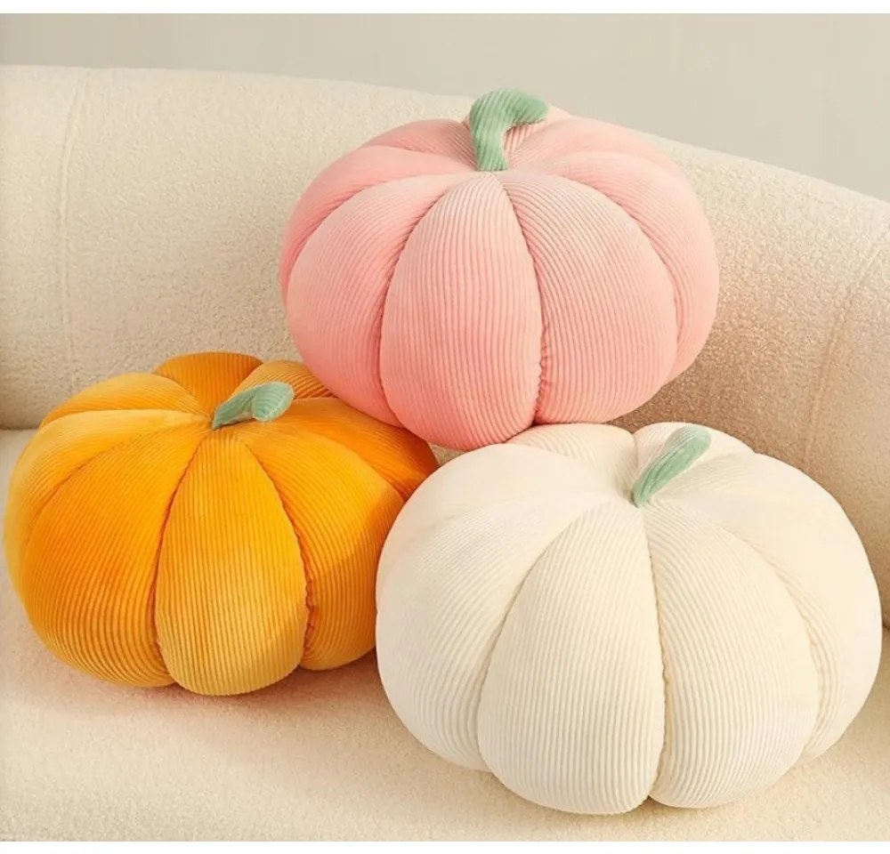 Dekoračný vankúš v tvare tekvice PUMPKIN 18 cm, krémový