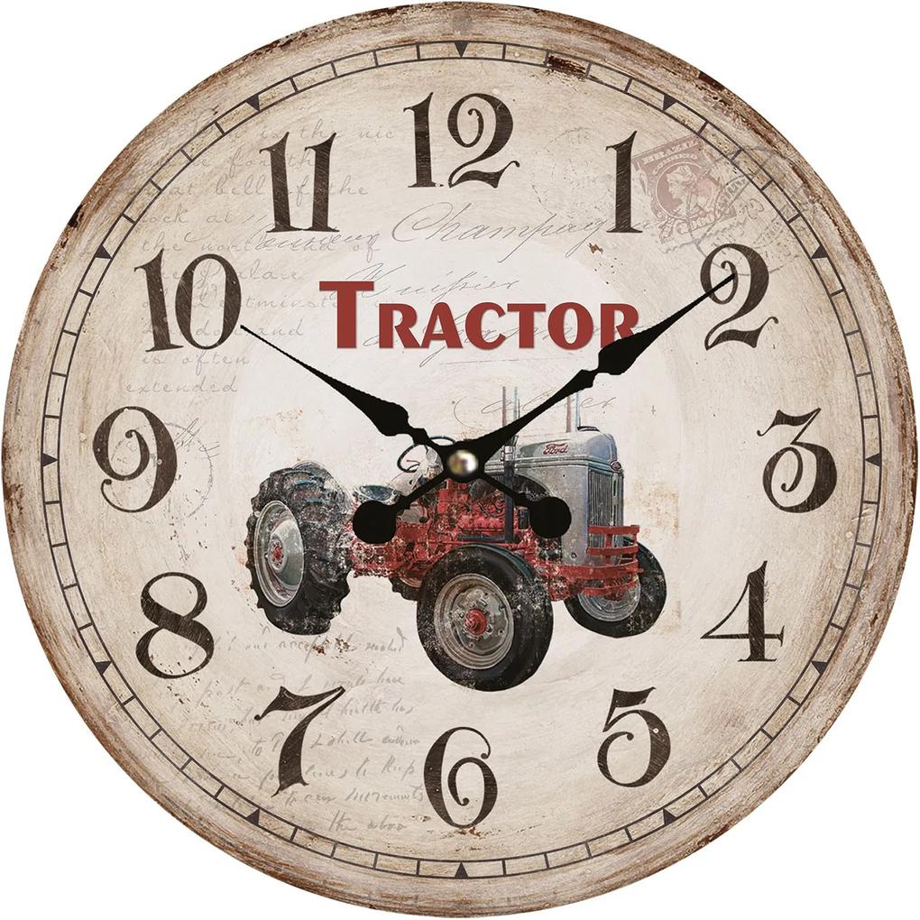 Nástenné hodiny vo vintage štýle Tractor - Ø 34 * 1 cm / 1 * AA | BIANO
