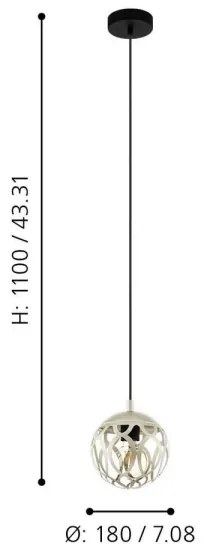 Eglo 99071 - Luster na lanku MIRTAZZA 1xE27/60W/230V