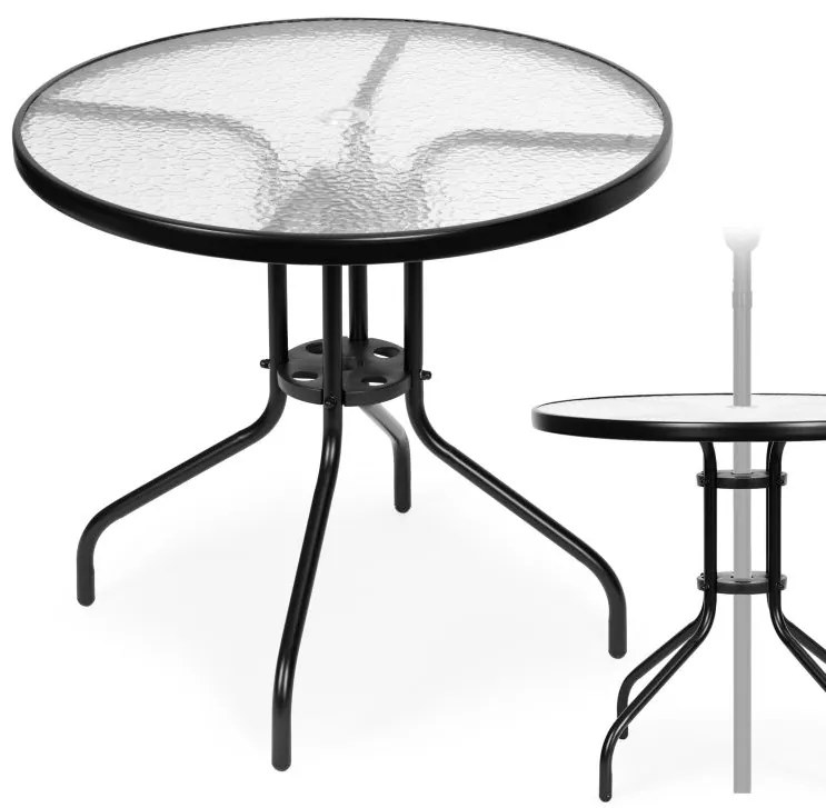Okrúhly záhradný stôl 80 cm sklenený