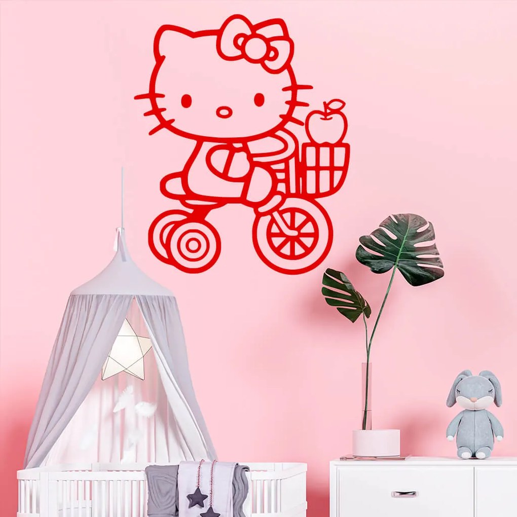 Veselá Stena Samolepka Mačička Hello Kitty Farba: modrá, Veľkosť: 100 x 83 cm