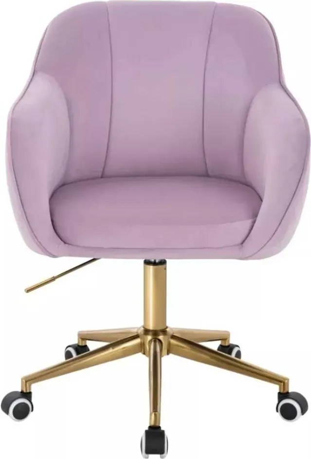 LuxuryForm DESIGN Stolička AVOLA VELUR na zlatej podstave s kolieskami - levanduľa