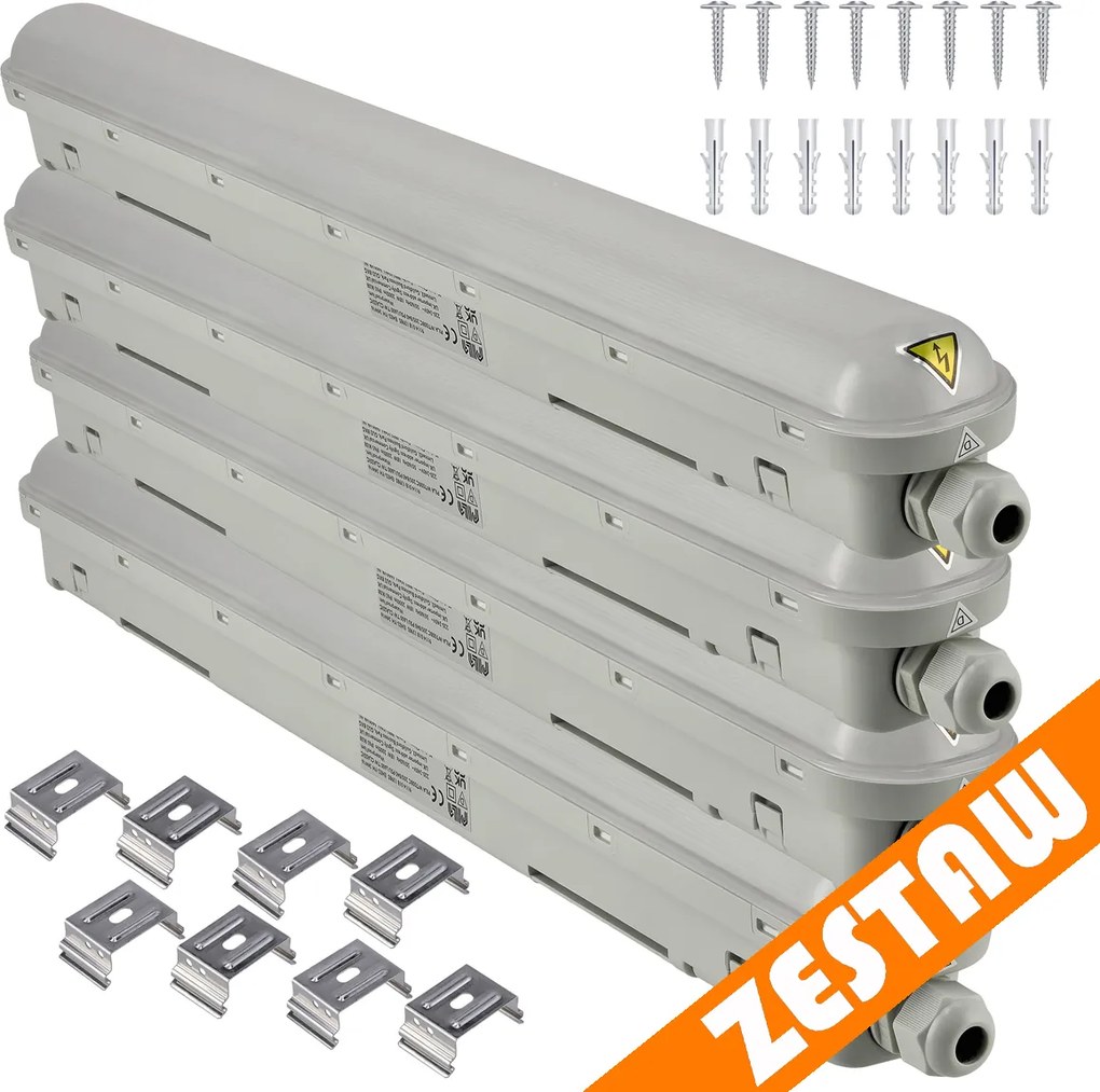 SADA 4 ks hermetických svietidiel PILA 60cm 18W 4000K 2000lm IP65
