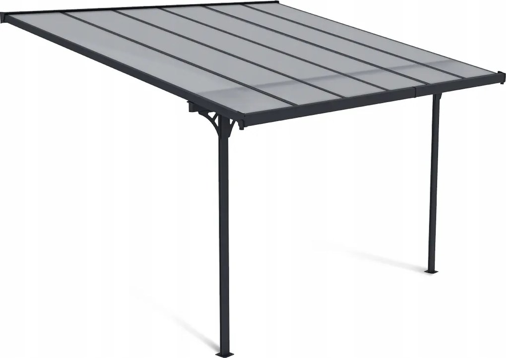 Záhradný prístrešok Atlanta 375 x 305 cm Polykarbonát na stenu Garážový