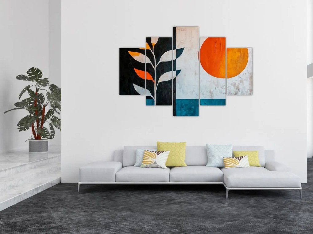 Obraz - Abstrakcia rastliny a slnka (150x105 cm)