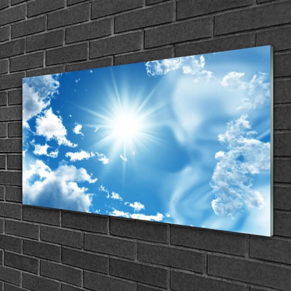 Skleneny obraz Slnko mraky nebo modré 140x70 cm