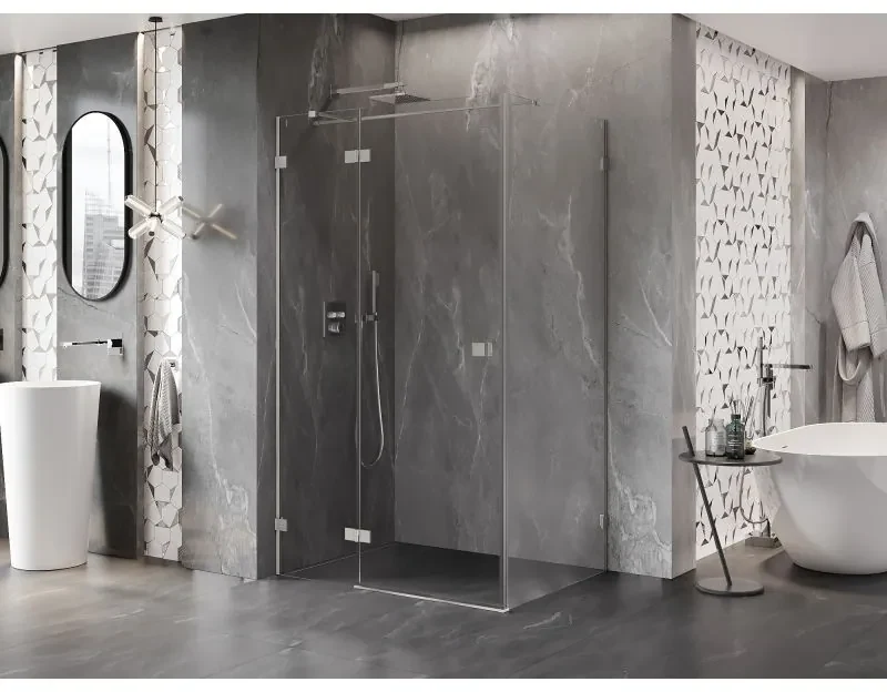 Mexen Lunar T, sklápací sprchový kút ľavý 115 x 80 cm, 8mm číre sklo, oceľový profil, 834T-115-080-97-00-L