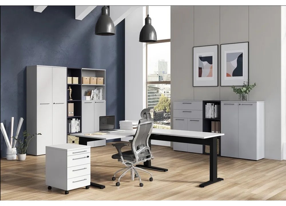 Antracitová knižnica 45x120 cm Agenda – Germania