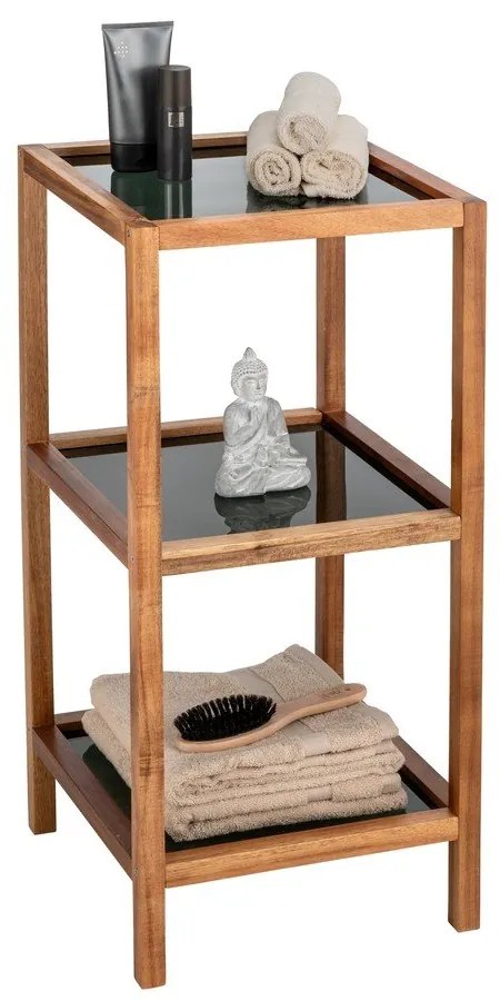 Sklenený kúpeľňový regál v čierno-prírodnej farbe 36x79 cm Fondi – Wenko