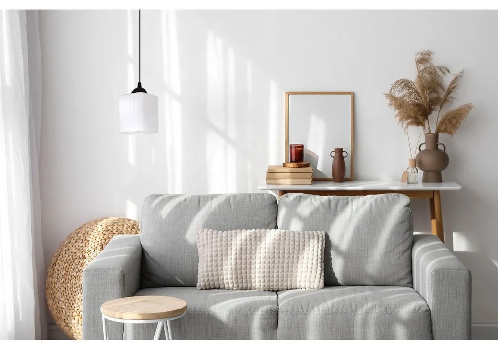 Závesné svietidlo Riffle Square, 1x biele sklenené tienidlo, b