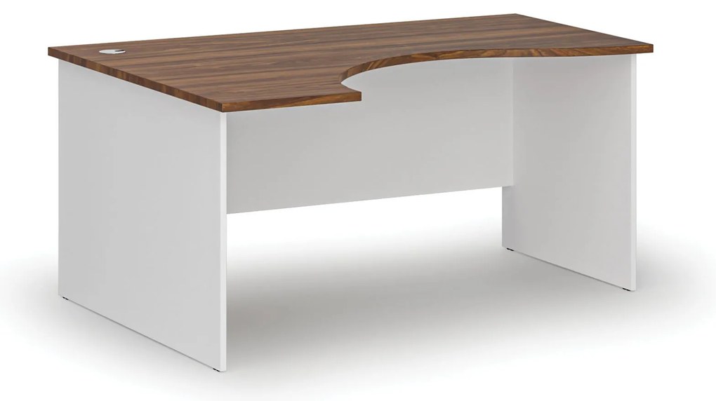 Ergonomický kancelársky písací stôl PRIMO WHITE, 160x120 cm, ľavý, biela/orech