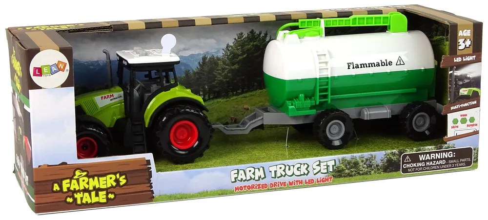 LEAN TOYS Traktor s cisternou – zelený