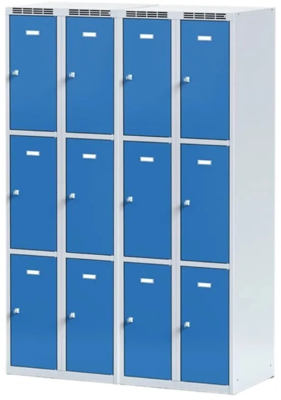 Alfa 3 Šatníková skrinka s úložnými boxami, 6 boxov, 1800 x 600 x 500 mm, otočný zámok, oranžové dvere