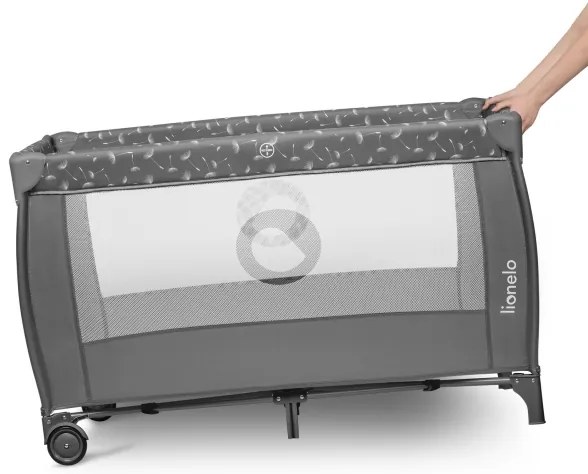 Lionelo - Cestovná postieľka STEFI PLUS sivá/biela