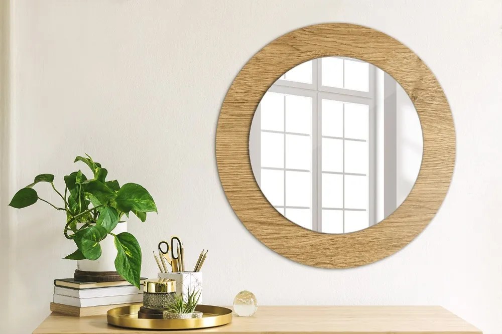 Okrúhle ozdobné zrkadlo Textúra dreva fi 50 cm