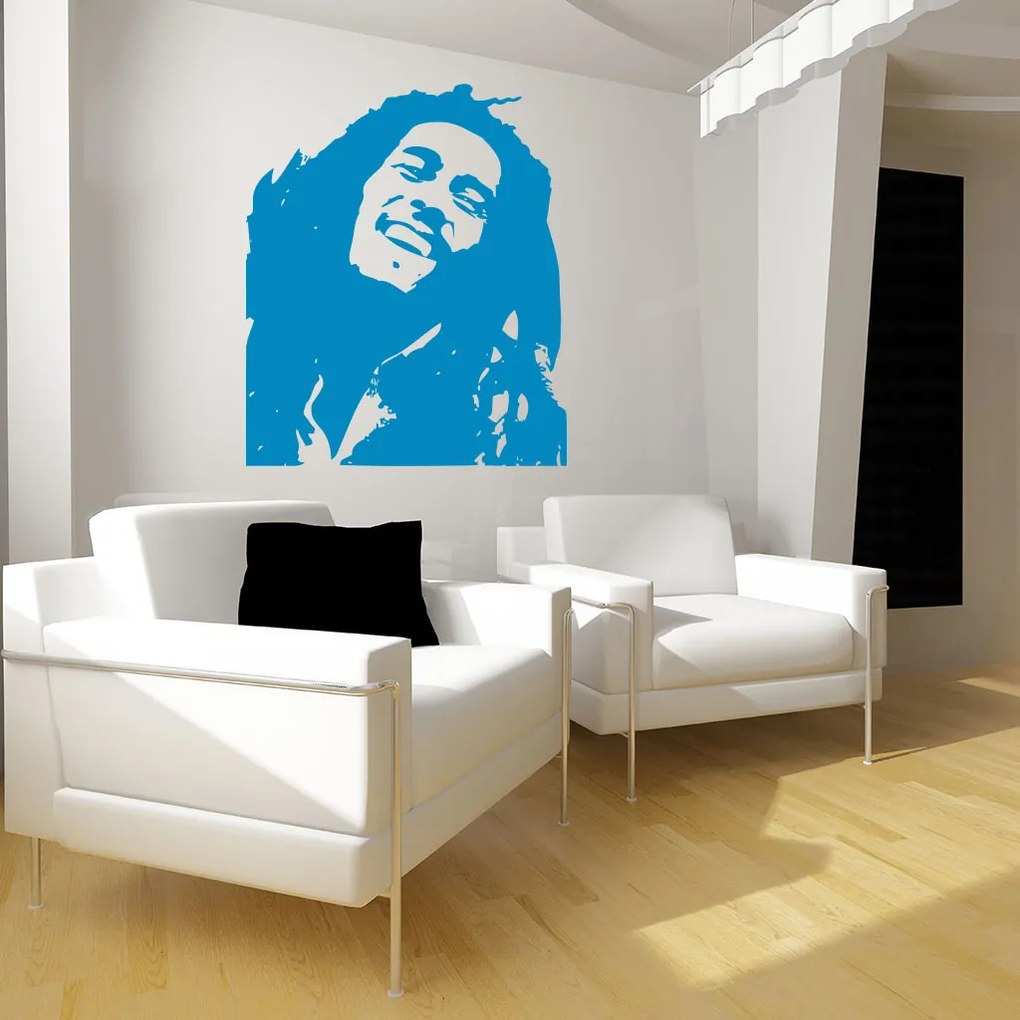 Veselá Stena Samolepka Portrét Bob Marley Farba: oranžová, Veľkosť: 80 x 67 cm