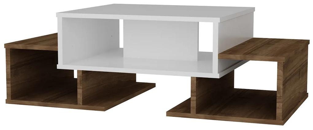 Dizajnový konferenčný stolík Callista 103 cm biely / orech