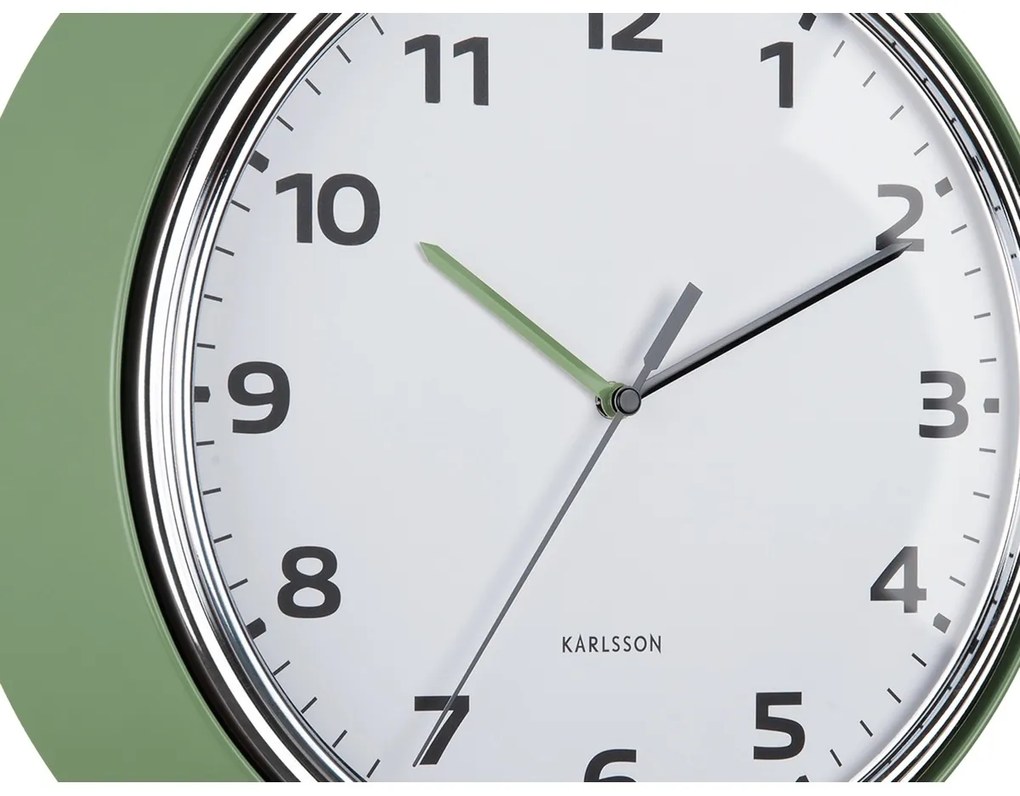 Dizajnové nástenné hodiny Karlsson 6006GR zelené,priemer 34 cm