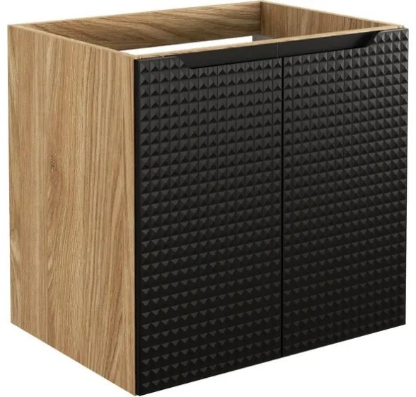 Závěsná skříňka Luxor Black Smile II s deskou a umyvadlem 60 cm černá/dub olejovaný