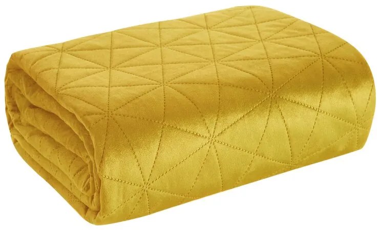 Dekorstudio Zamatový prehoz na posteľ LUIZ3 v horčicovej farbe Rozmer prehozu (šírka x dĺžka): 170x210cm