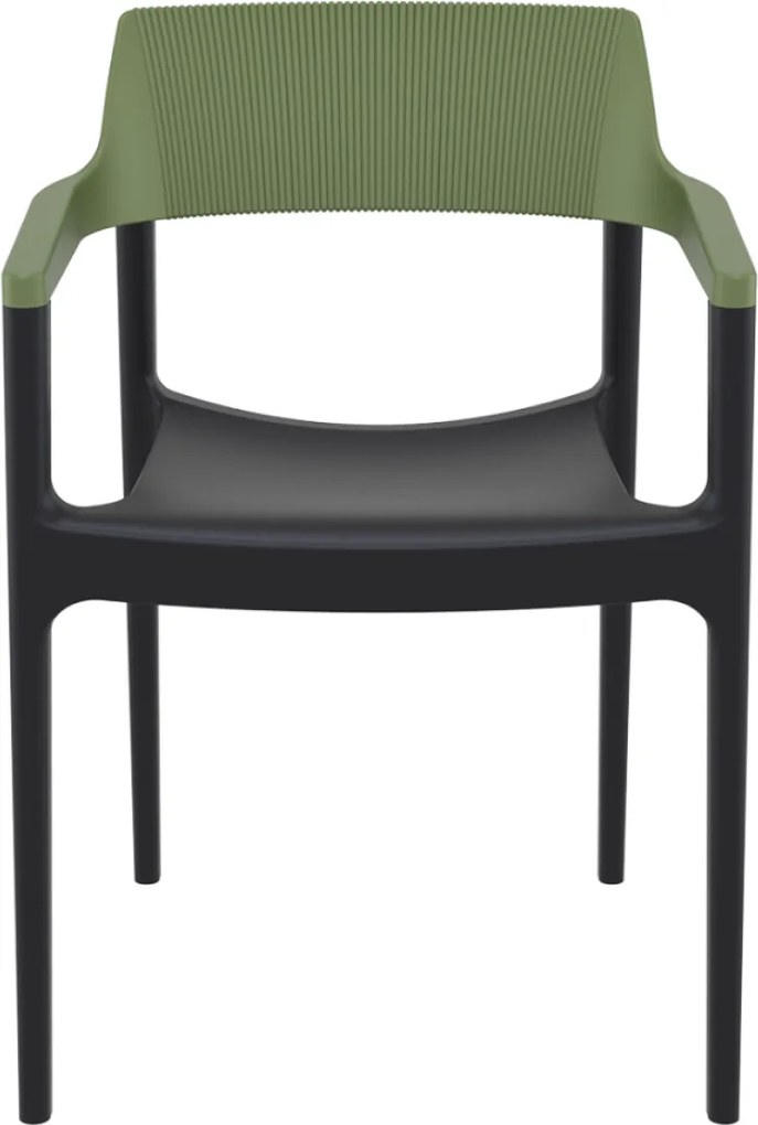 TULUM záhradná stolička s podrúčkami black/olive green
