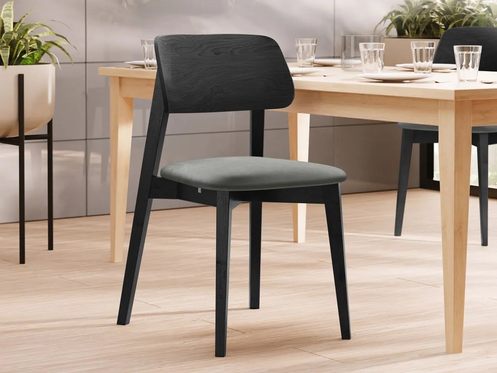 Čalúnená jedálenská stolička KT63, Dostupné poťahy: Magic Velvet 2250, Farby: czarny