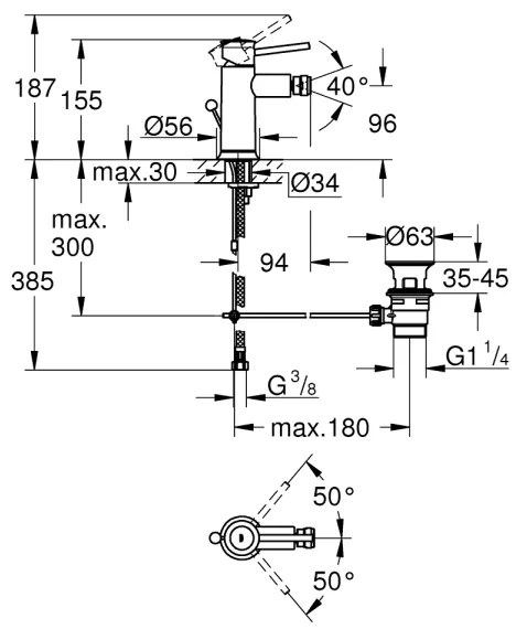 GROHE 23785000 - Bidetová batéria START CLASSIC lesklý chróm