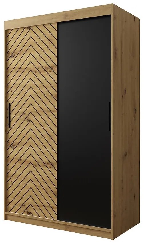 Skriňa Jodełka 120 dub Artisan/dub Artisan/čierna