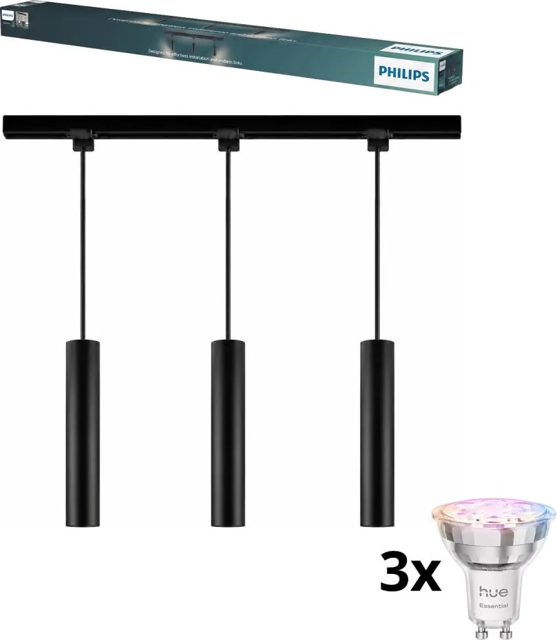 Philips - LED stmievateľný luster na lankách v lištovom systéme EASYLINK 3×GU10/4,7 W/230 V 1 m čierna