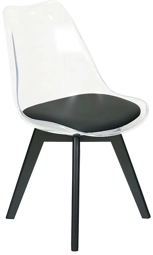 Stolička Camila transparentná/čierne sedadlo/čierne nohy