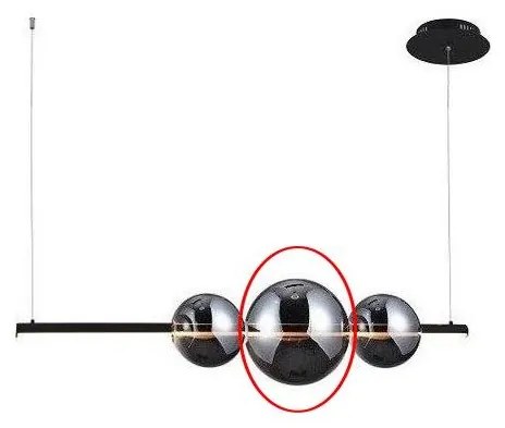 Azzardo - Náhradné sklo k lustru SANDRA čierna/chrómová - veľké pr. 22 cm