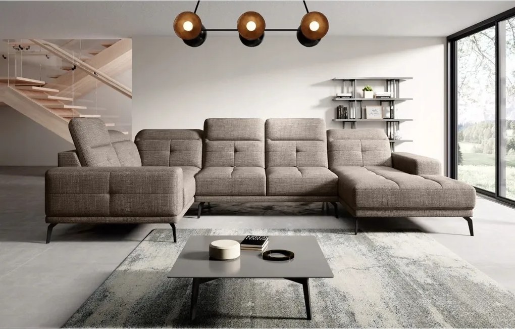 Rohová sedačka v tvare U Nicolette (svetlohnedá) (L)