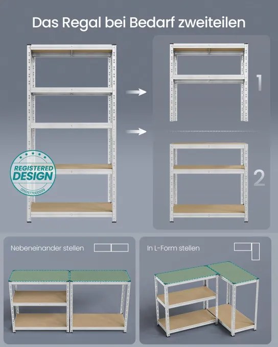 Set dvoch regálov SONGMICS GLR451E01 strieborný