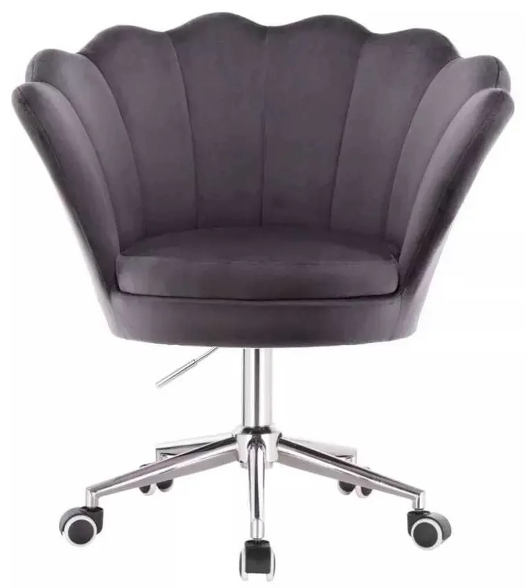 LuxuryForm DESIGN Kreslo FREY VELUR na striebornej podstave s kolieskami - tmavo šedé