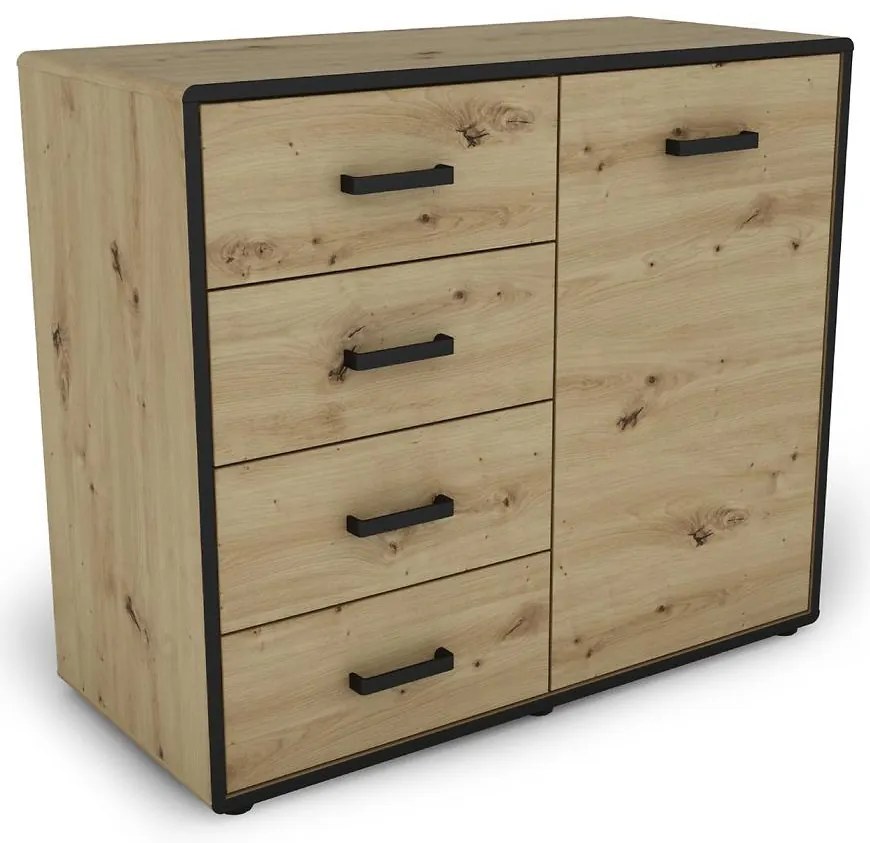 Komoda Capannoli 100 4s 1d dub artisan/čierna