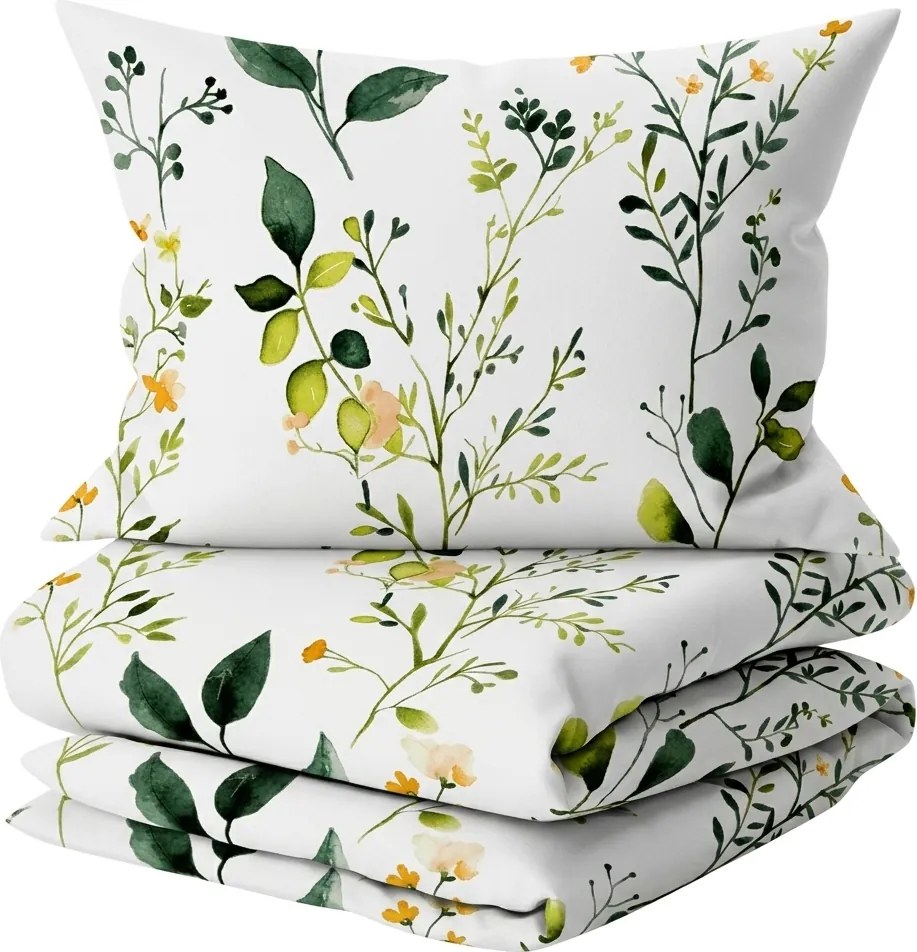 Sada obliečok z mikrovlákna FLORAMA biele + obliečka na vankúš 50 x 70 cm ZDARMA