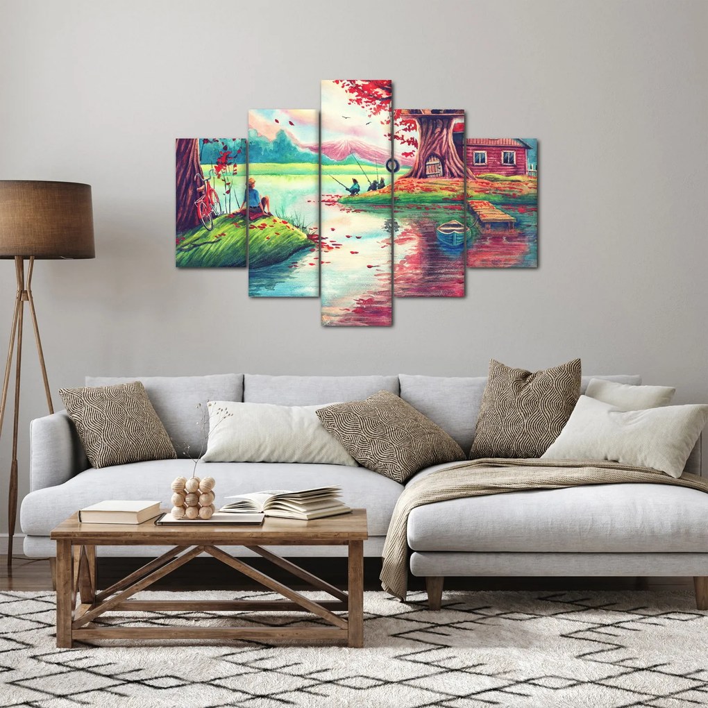 Obraz - Aquarel, Zátoka v horskej dedinke (150x105 cm)