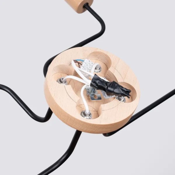 Sollux SL.1669 - Prisadený luster TIMBO 4xE27/15W/230V čierna/béžová/buk