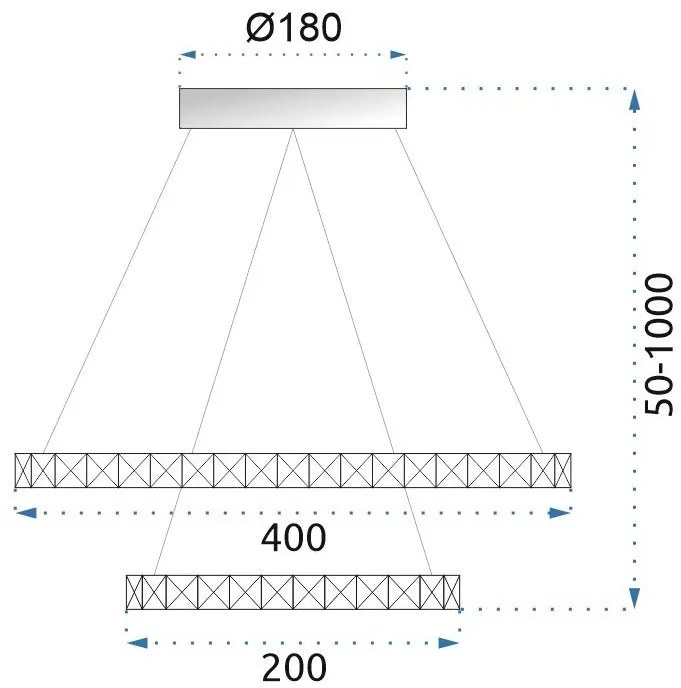 Toolight - LED závesné svietidlo Vegas 40+60cm + diaľkové ovládanie, biela, OSW-07858