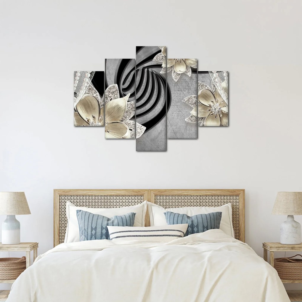 Obraz - 3D zlaté kvety (150x105 cm)