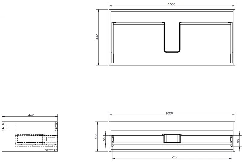 Mexen Rivel, kúpeľňová skrinka 100 cm s umývadlom Otis, 1 zásuvka, drážkovaná, biela matná, 91A20-10023-1-BF01-W18M01