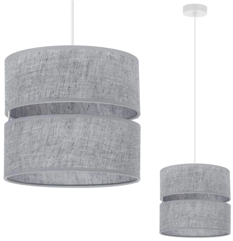 Závesné svietidlo Len, 1x šedé textilné tienidlo, (fi 20 cm), w