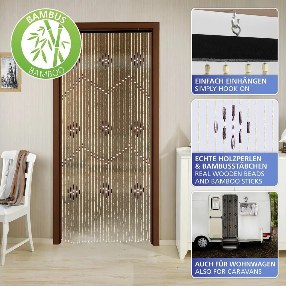 Bambusový záves do dverí v prírodnej farbe 90x200 cm – Maximex