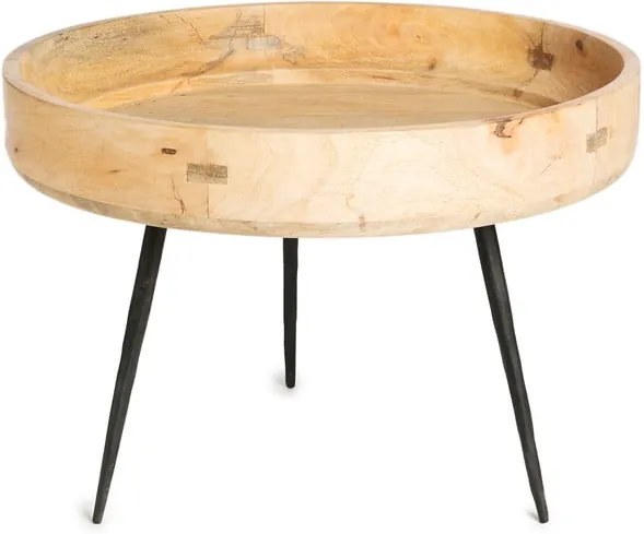 Príručný stolík z mangového dreva Simla Hammer, ⌀ 60 cm
