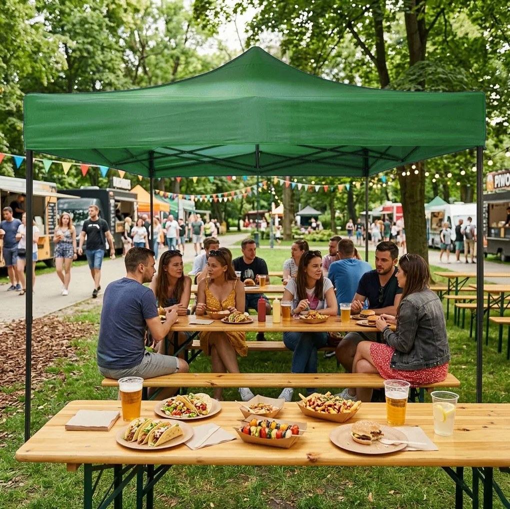 MultiGarden Záhradný samorozkladací stan s baldachýnom 3x3m - zelený MultiGarden