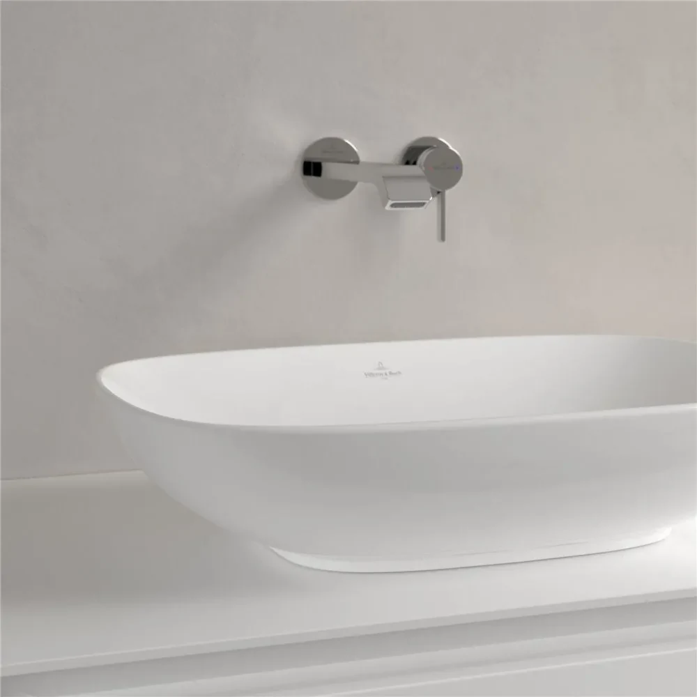 VILLEROY & BOCH Loop & Friends obdĺžnikové umývadlo na dosku bez otvoru, bez prepadu, 560 x 380 mm, biela alpská, s povrchom CeramicPlus, 4A4901R1