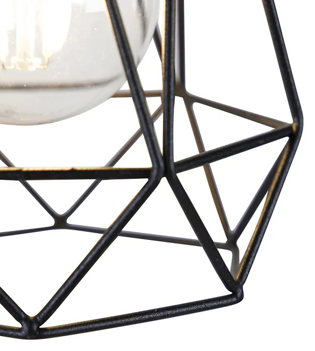 Rustikálna nástenná lampa čierna s drevom - Dami Frame