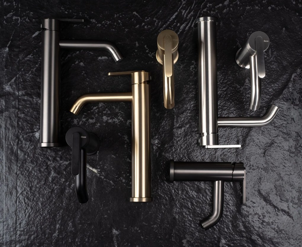 Rea Ontario, vysoká umývadlová batéria h-300, zlatá matná, REA-B5509