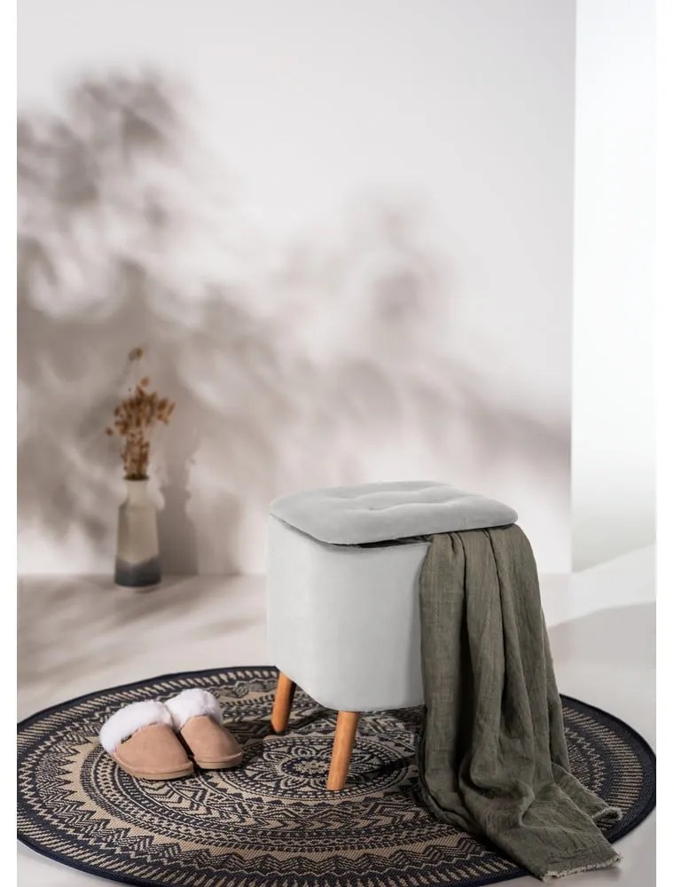 Svetlosivý zamatový taburet - Wenko