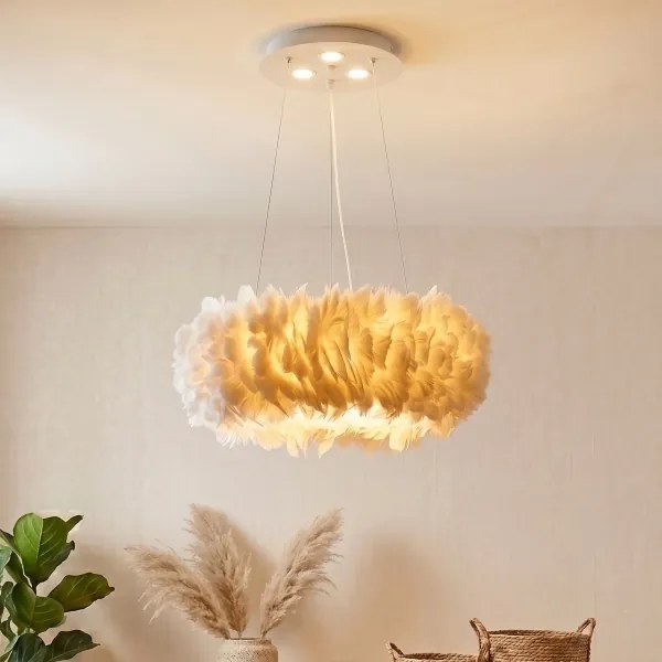 BRILAGI - LED luster na lanku FEATHER 3xE27/40W/230V + 3xLED/3W pr. 50 cm biela